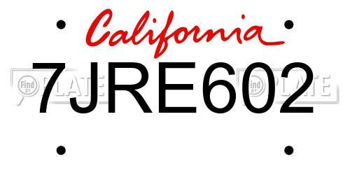 7JRE602 California License Plate