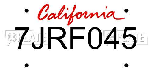 7JRF045 California License Plate