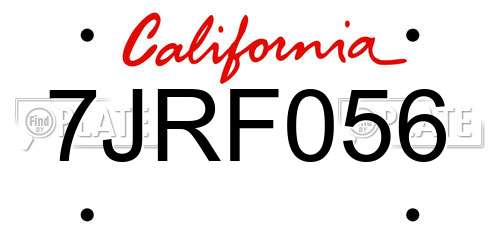 7JRF056 California License Plate