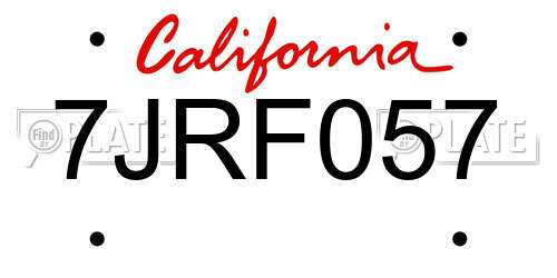 7JRF057 California License Plate