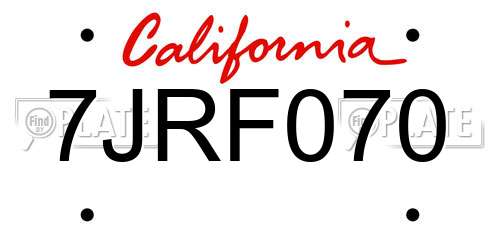 7JRF070 California License Plate