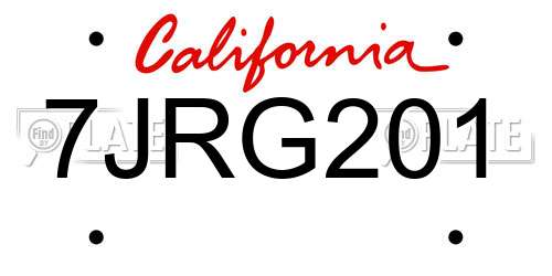7JRG201 California License Plate
