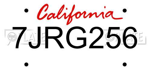 7JRG256 California License Plate