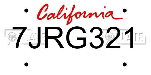 7JRG321 California License Plate