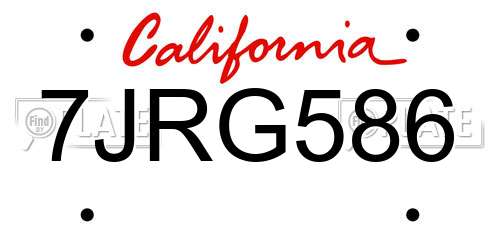 7JRG586 California License Plate