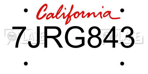 7JRG843 California License Plate