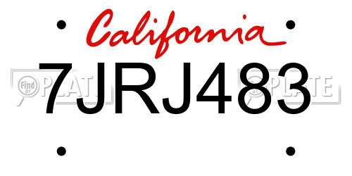 7JRJ483 California License Plate