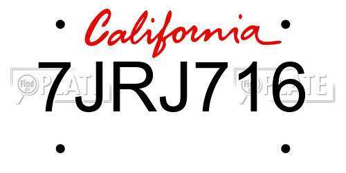 7JRJ716 California License Plate