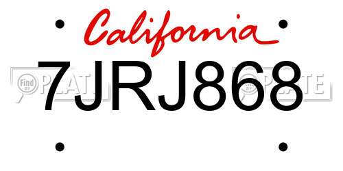 7JRJ868 California License Plate
