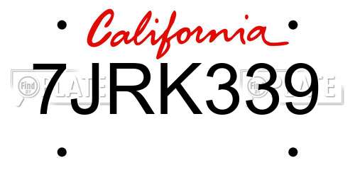 7JRK339 California License Plate