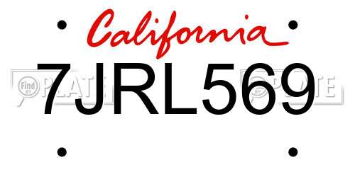 7JRL569 California License Plate