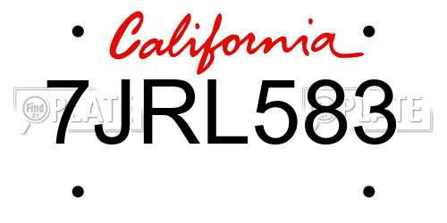 7JRL583 California License Plate