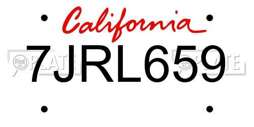 7JRL659 California License Plate