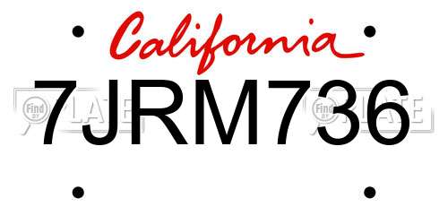 7JRM736 California License Plate