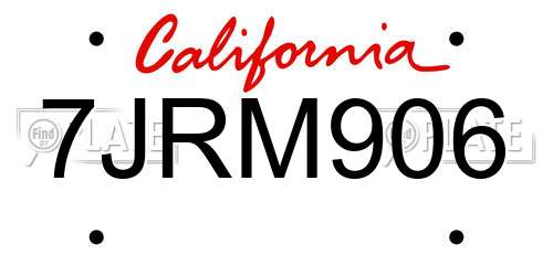 7JRM906 California License Plate