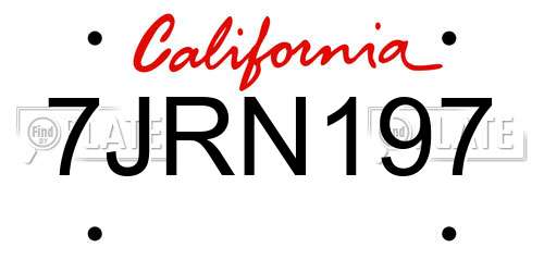 7JRN197 California License Plate