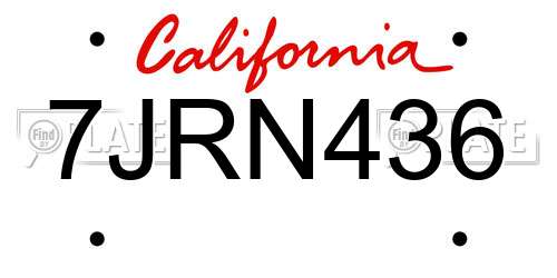 7JRN436 California License Plate