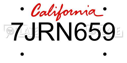 7JRN659 California License Plate
