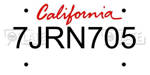 7JRN705 California License Plate