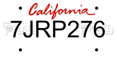 7JRP276 California License Plate
