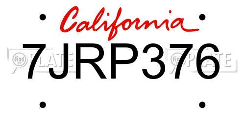 7JRP376 California License Plate