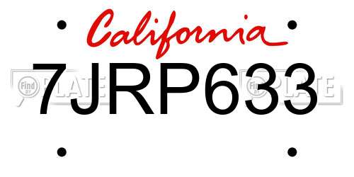 7JRP633 California License Plate