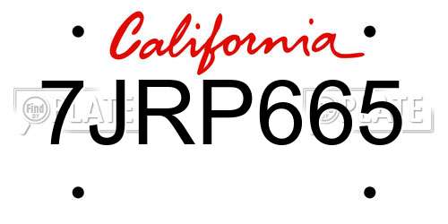 7JRP665 California License Plate