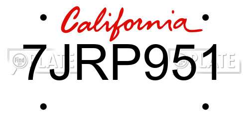 7JRP951 California License Plate