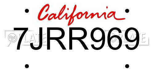 7JRR969 California License Plate