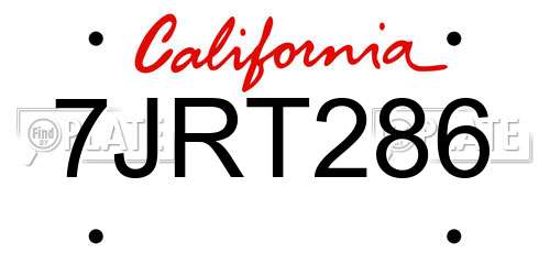 7JRT286 California License Plate