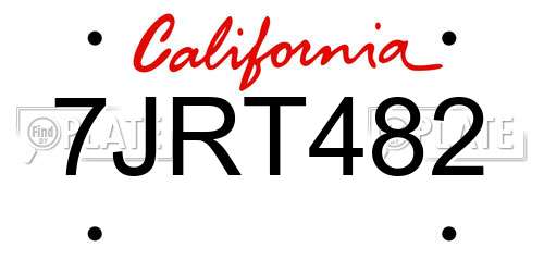 7JRT482 California License Plate