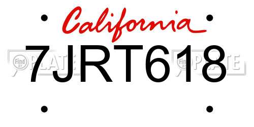 7JRT618 California License Plate