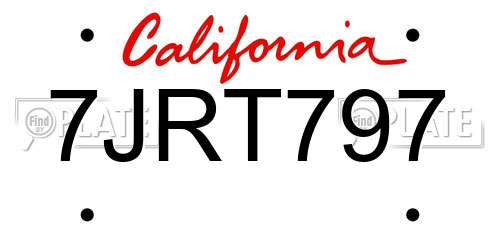 7JRT797 California License Plate