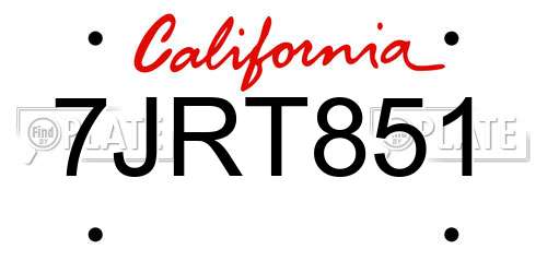 7JRT851 California License Plate