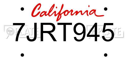 7JRT945 California License Plate