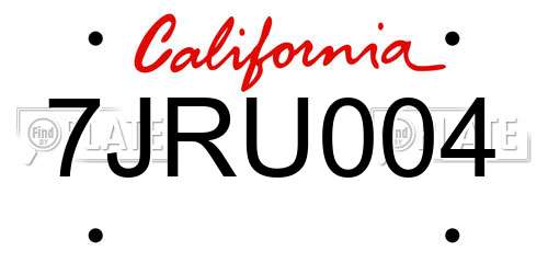 7JRU004 California License Plate