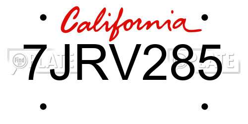 7JRV285 California License Plate