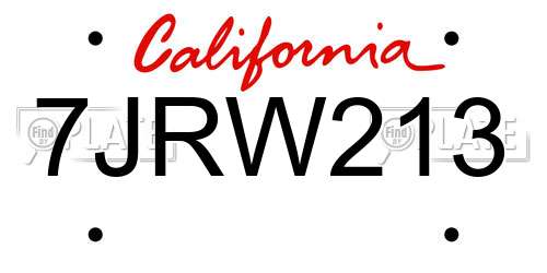 7JRW213 California License Plate