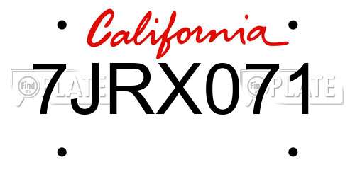 7JRX071 California License Plate