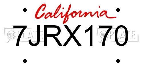 7JRX170 California License Plate