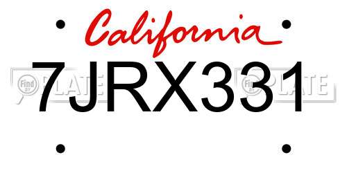 7JRX331 California License Plate