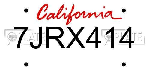 7JRX414 California License Plate