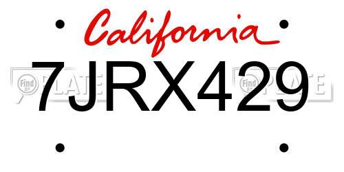7JRX429 California License Plate