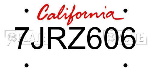 7JRZ606 California License Plate