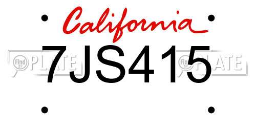7JS415 California License Plate