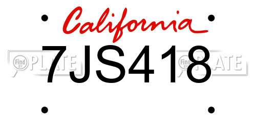 7JS418 California License Plate