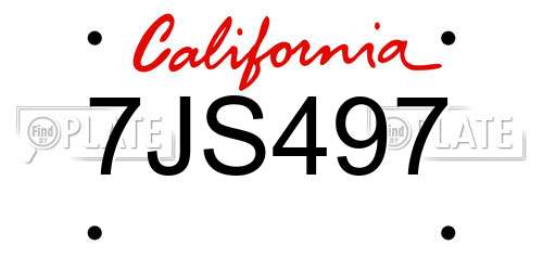 7JS497 California License Plate