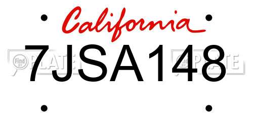 7JSA148 California License Plate