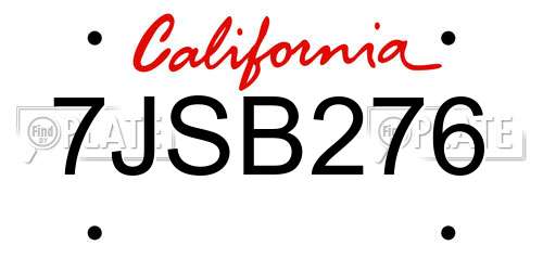 7JSB276 California License Plate