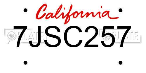 7JSC257 California License Plate